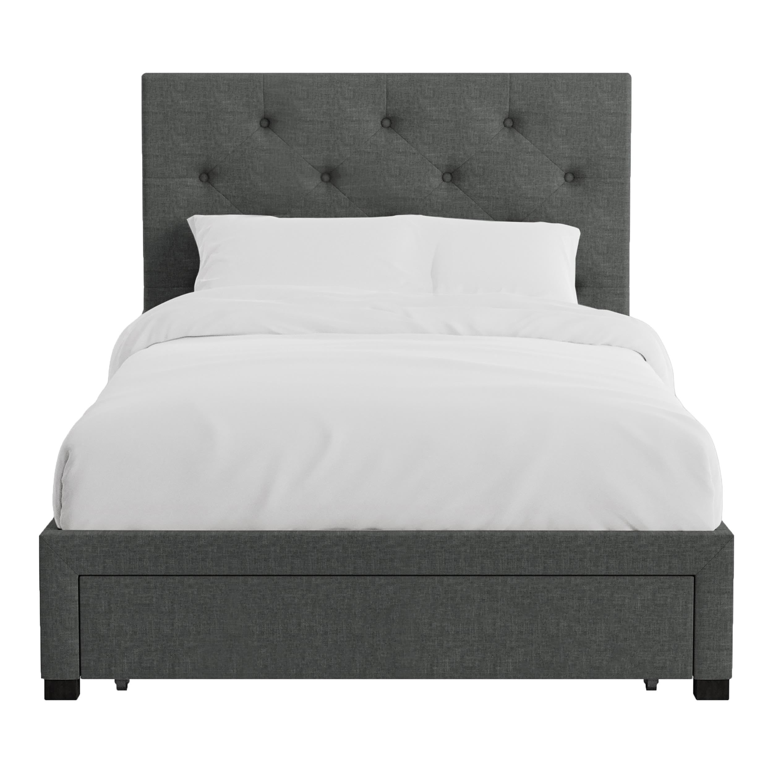 Furniture of America Bethn Transitional Fabric Storage Full Bed in Dark Gray - Modern Upholstered Platform Bed Frame with Underbed Storage for Small Spaces, Bedroom, Guest Room, Apartment
