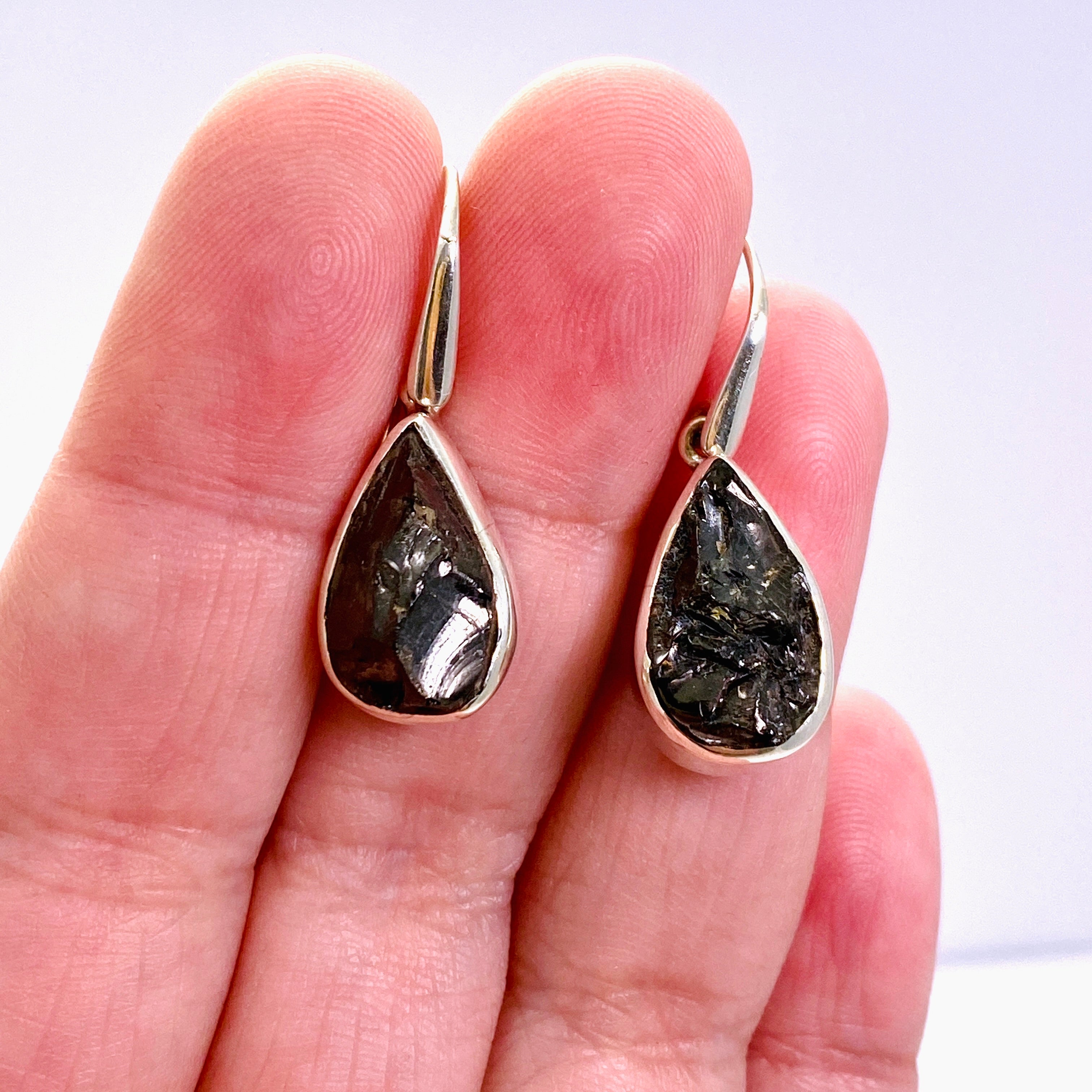 Natural Shungite Teardrop Raw Stone Earrings for Women - Handmade Healing Jewelry for EMF Protection & Stress Relief - Perfect for Yoga, Meditation & Daily Wear