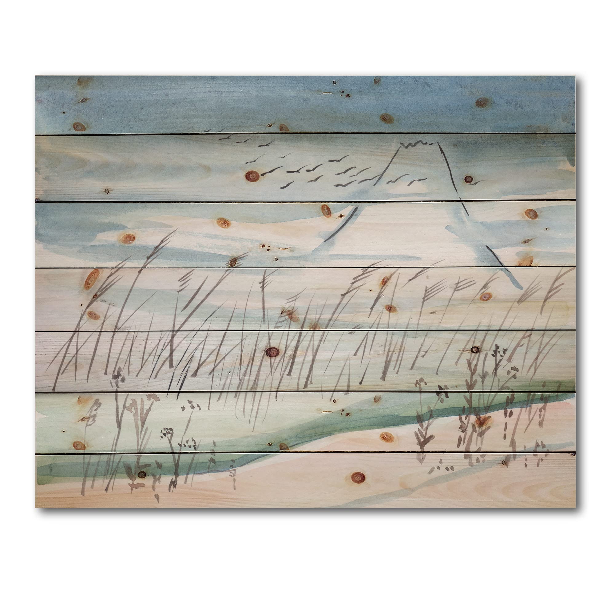 DesignQ Traditional Wood Wall Art - Flying Cranes Over Snowy Mountain Landscape, White Pine Wood Wall Decor, Large Natural Wood Panels for Living Room, Bedroom & Office Decor