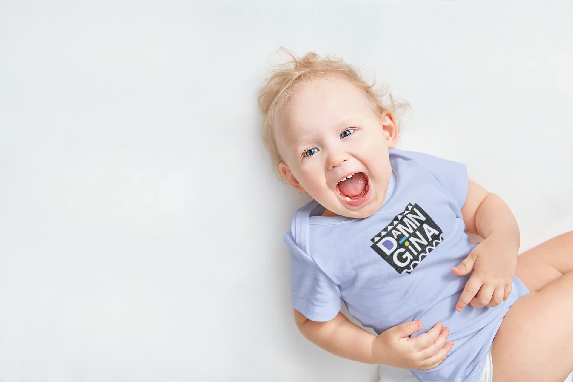 Pop Threads Damn Gina Baby Bodysuit - Retro 90s Funny Infant Onesie for Boys & Girls | Cute Newborn Gift, Baby Shower Present & 90s Nostalgia Outfit