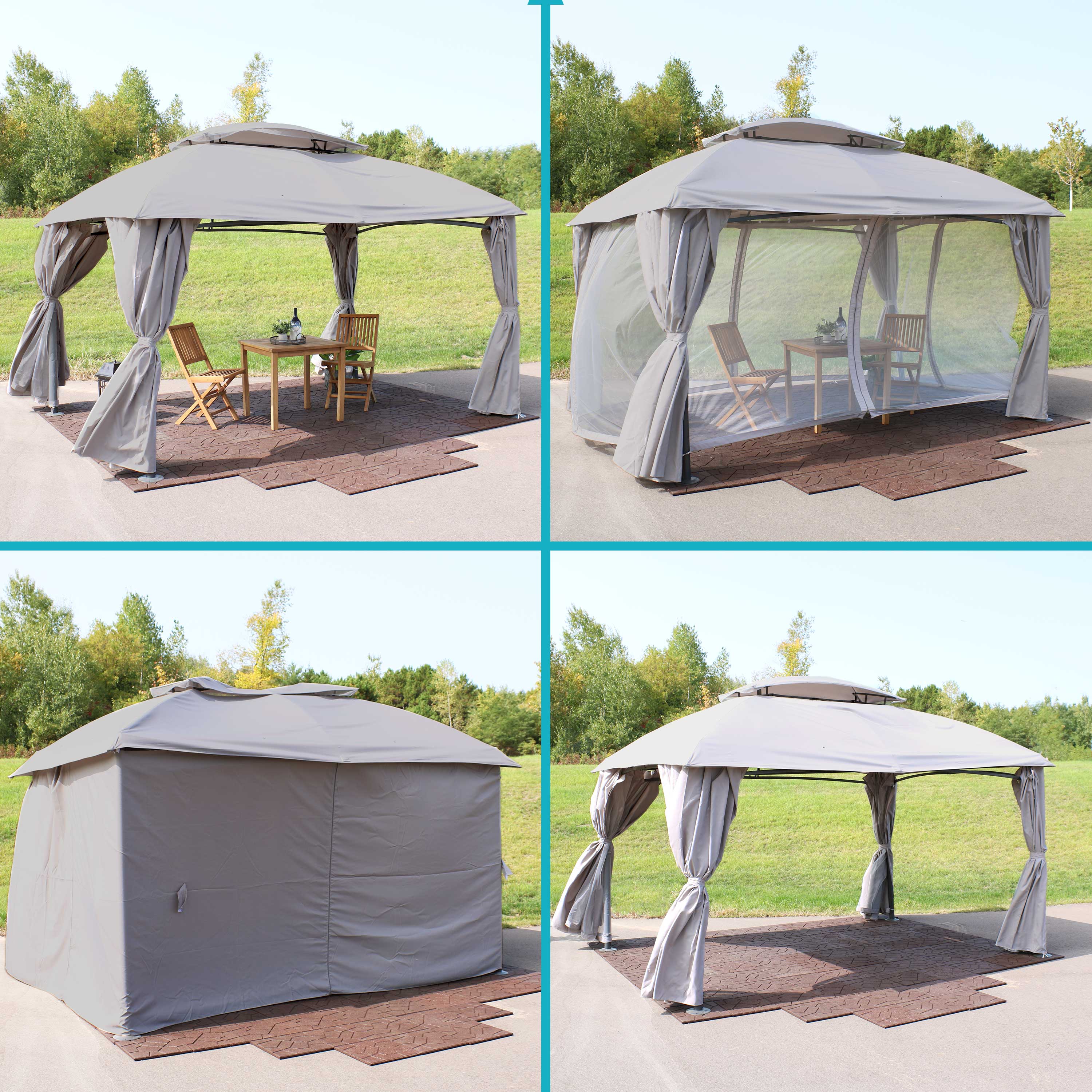 10' x 13' Outdoor Gazebo with Mesh Screens & Privacy Walls - Perfect for Patio, Backyard, and Garden Relaxation