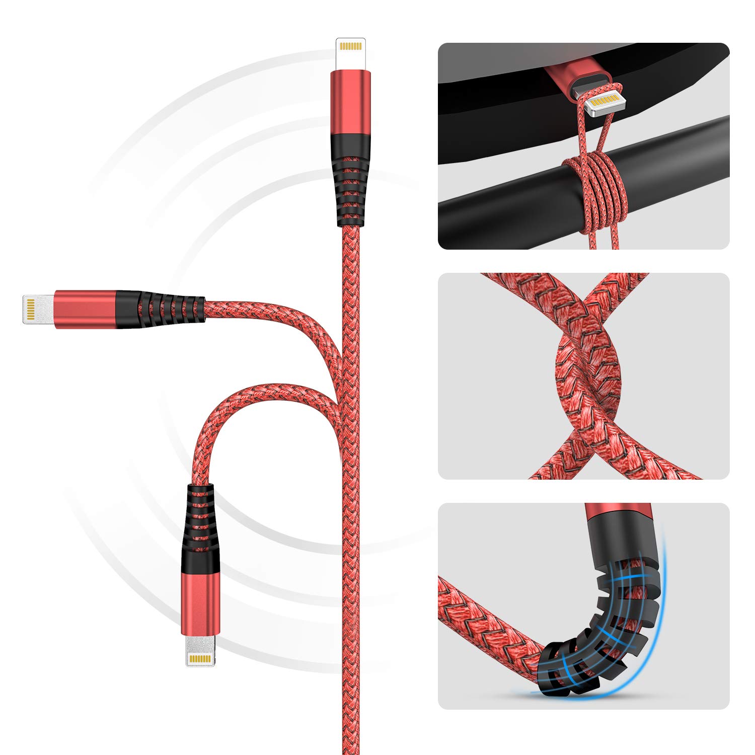Ofuca 3-Pack MFi Certified Lightning Cable - 6FT Fast Charging iPhone Charger Compatible with iPhone 14/13/12/11/Pro Max/XS/XR/X/8/7/6 Plus/5/SE - Perfect for Home, Office & Travel Charging