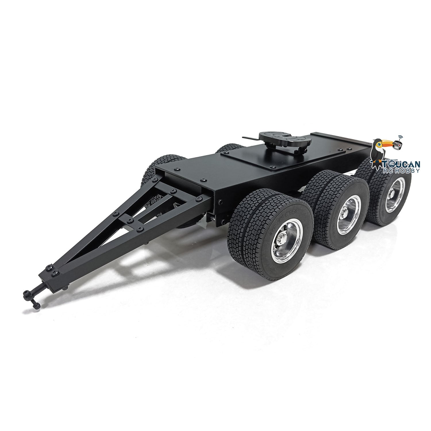 1/14 Scale RC Tractor Truck Metal 3-Axle Trailer with Fifth Wheel Coupling - Hydraulic Dump Truck for Construction Model Vehicles | Perfect for RC Construction Site Scenes & Heavy Duty Hauling Simulations