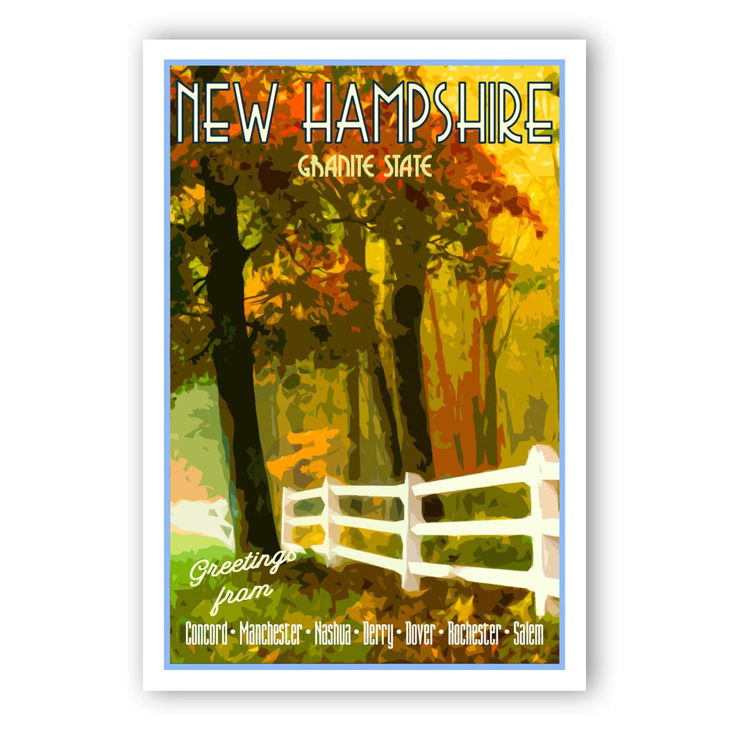 Vintage Style New Hampshire Travel Poster Postcard Set - Pack of 20 Identical NH State Souvenir Postcards | Made in USA | Perfect for Collectors, Home Decor & Travel Memorabilia