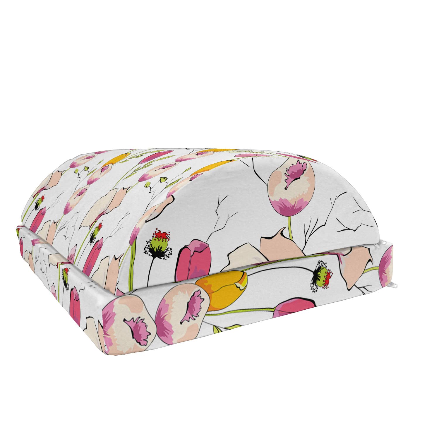 Ambesonne Adjustable Memory Foam Foot Rest with Non-Slip Base - Floral Tulip & Poppy Design for Office Comfort - Ergonomic Leg Support for Home & Work Desks - Perfect for Long Sitting Sessions & Back Pain Relief
