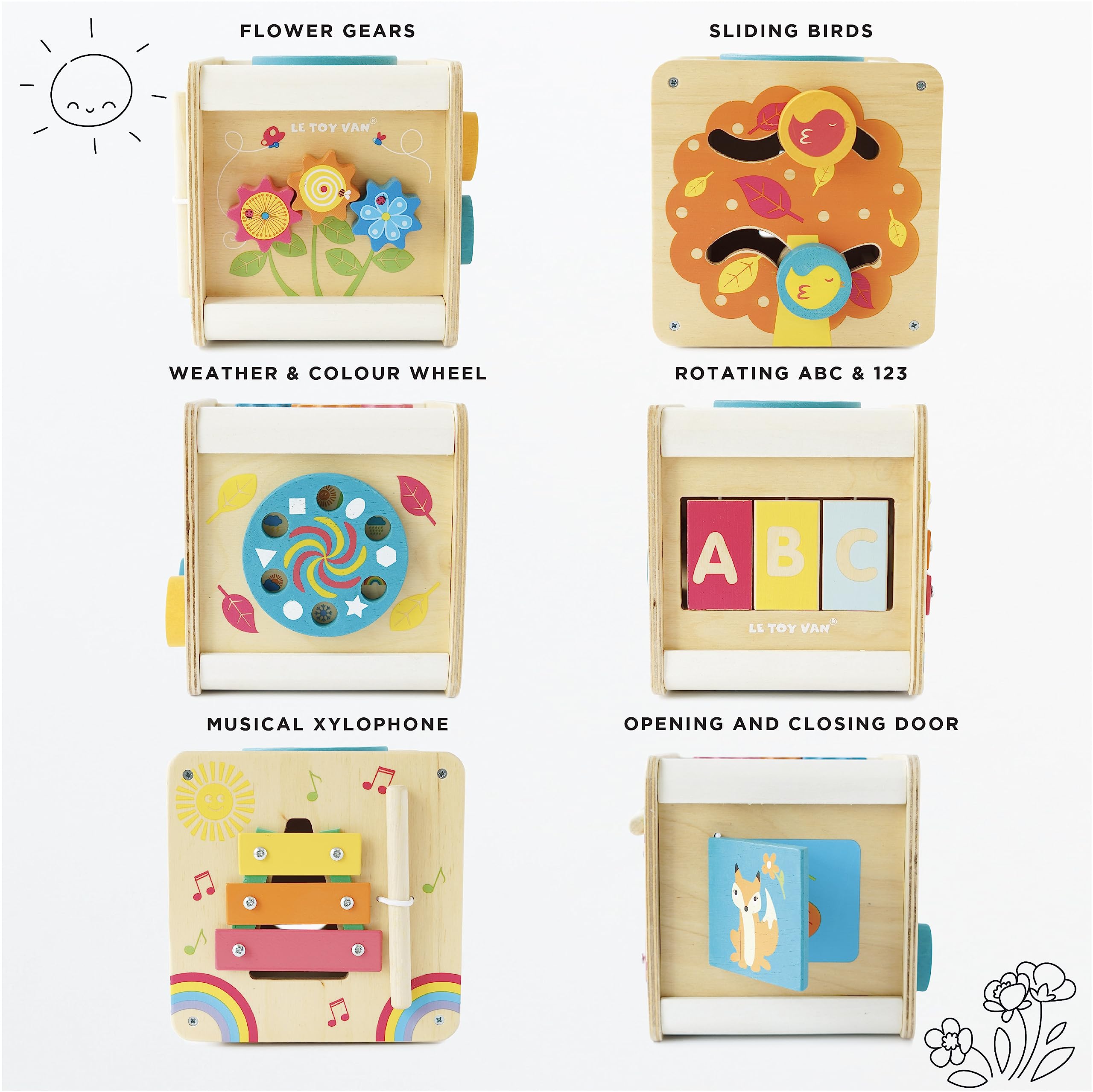 Le Toy Van Petit Activity Cube - Wooden Baby Toy for Early Learning & Development - Perfect for Playtime, Nursery, and Montessori Education
