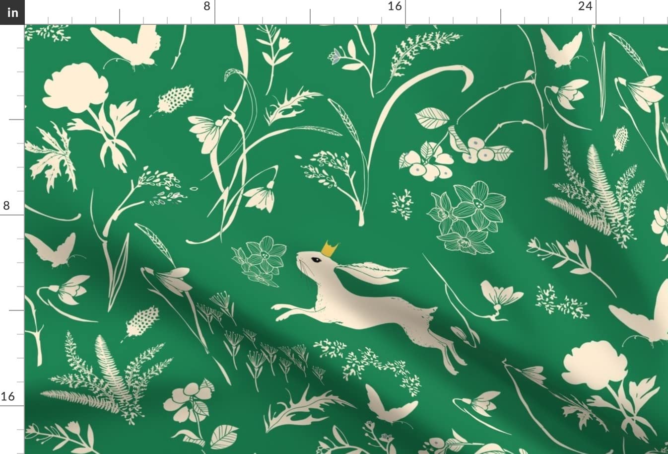 Rabbit Emerald Green Easter Spring Garden Woodland Fabric - Printed on Soft Minky Fat Quarter for Sewing Baby Blankets, Quilt Backing & Plush Projects | Perfect for DIY Crafts, Nursery Decor & Seasonal Home Decorations