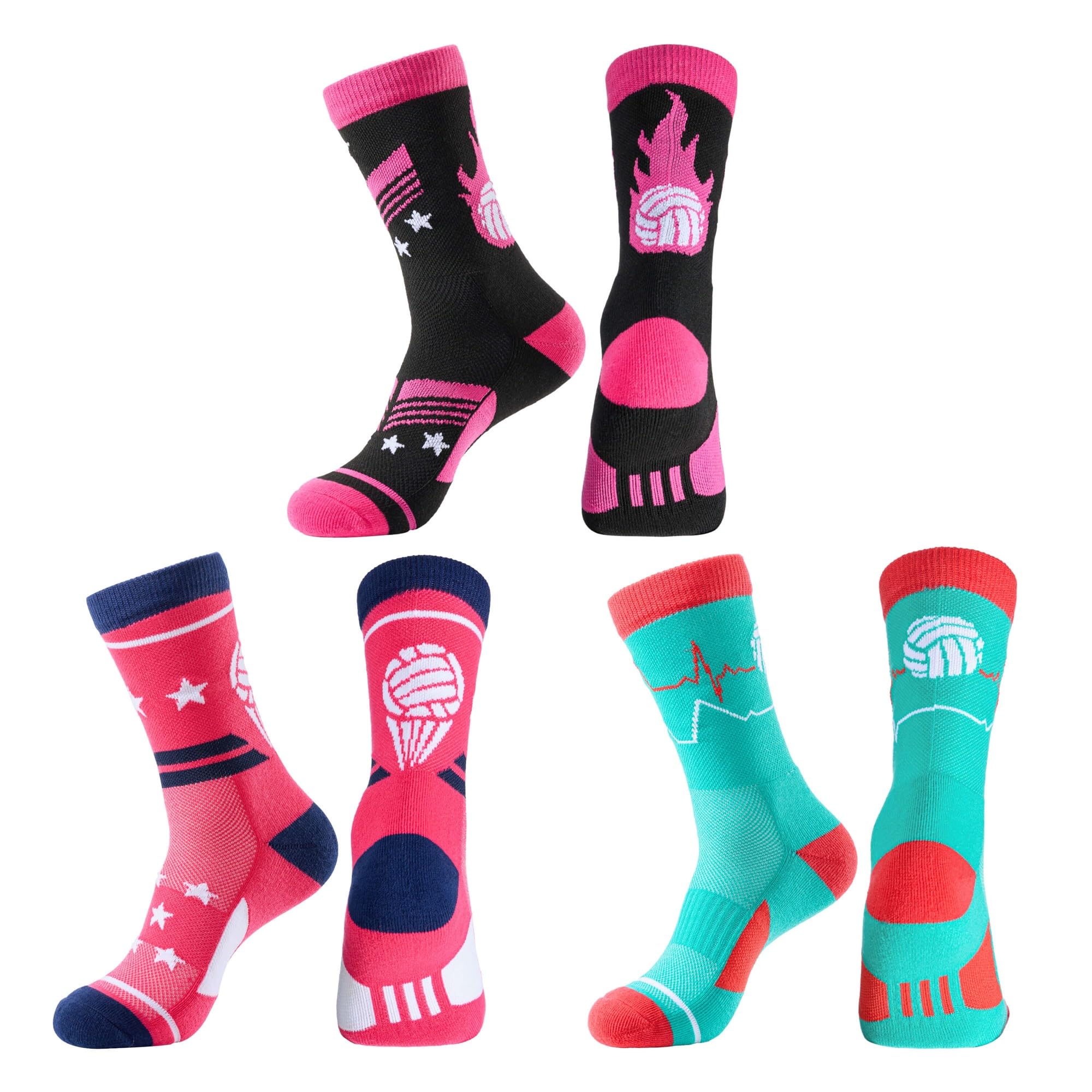 Jeasona Athletic Socks for Women & Teen Girls - Breathable Sports Socks for Volleyball, Softball & Running - Perfect Team Gifts & Performance Accessories (Great for Gym, School & Outdoor Activities)