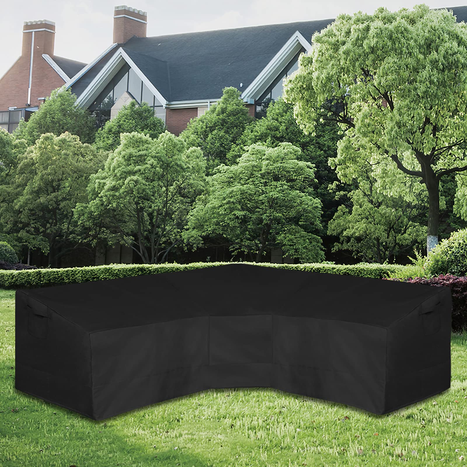 Waterproof Outdoor Sectional Sofa Cover - Heavy Duty V-Shaped Patio Furniture Cover with Air Vents (89
