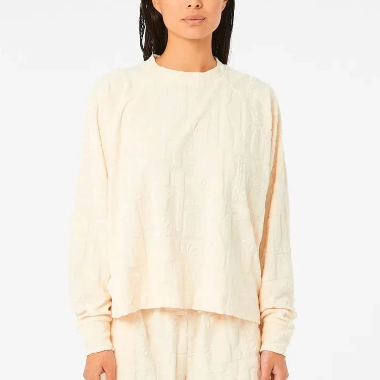 Rip Curl New Wave Terry Crew Neck Sweatshirt for Men - Comfortable Casual Wear for Surfing, Beach, and Everyday Outfits
