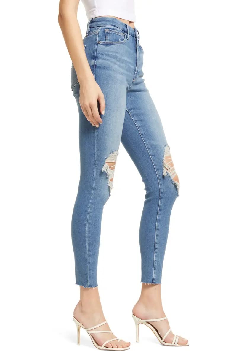 Good American Good Waist Women's High-Rise Skinny Jeans in Classic Indigo - Perfect for Casual Outfits, Date Nights & Office Wear