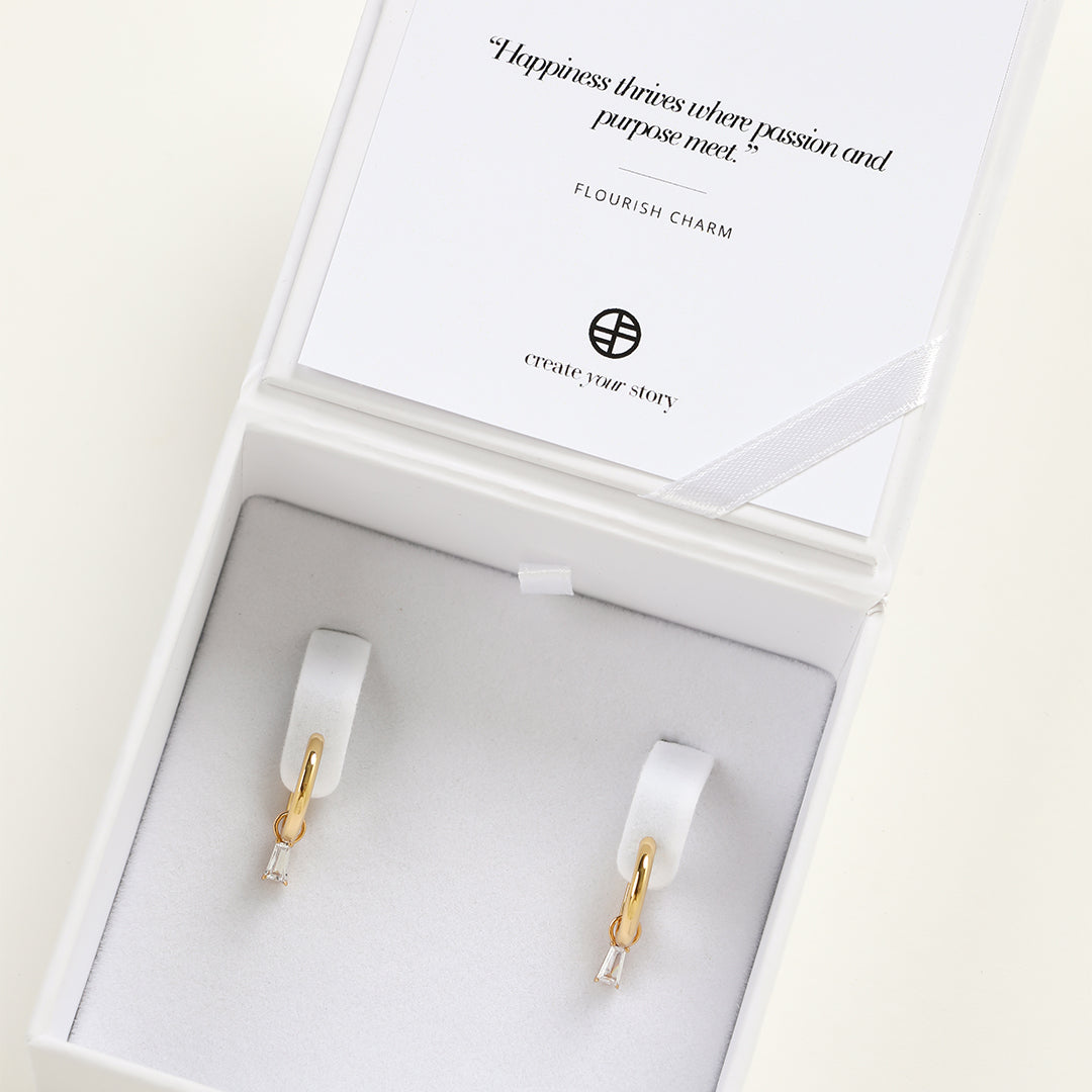 Flourish Plain Charm Hoops - Minimalist Gold Hoop Earrings for Women, Dainty Everyday Jewelry - Perfect for Work, Date Night & Casual Outfits
