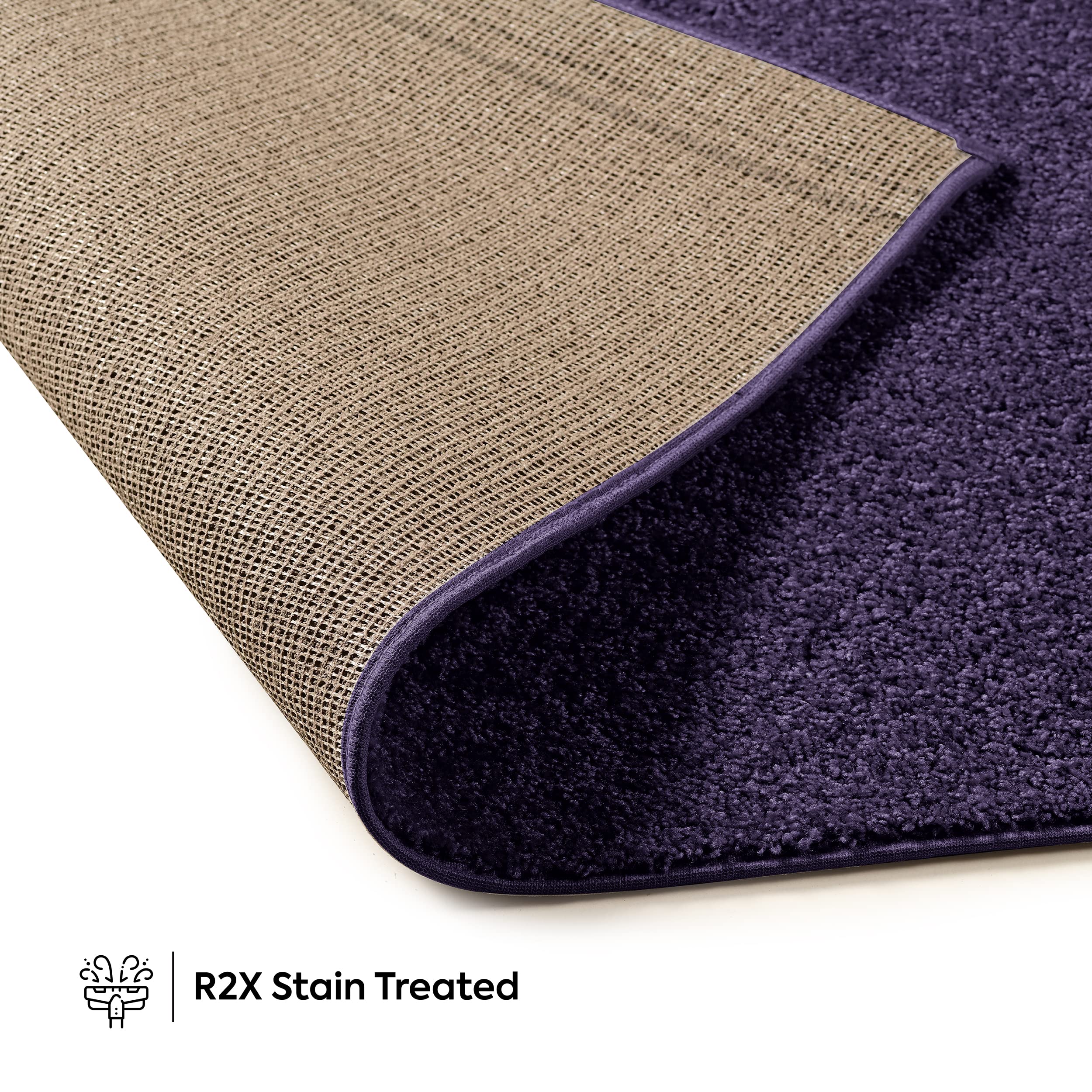 Ambiant Saturn Collection Pet Friendly Area Rugs - 66'' x 132'' Half Round Indoor Stain Resistant Rug in Purple | Perfect for Living Room, Bedroom, Entryway & Doorway | Pet & Kid Safe Non-Slip Carpet | Wedding Gift & Home Decor Idea