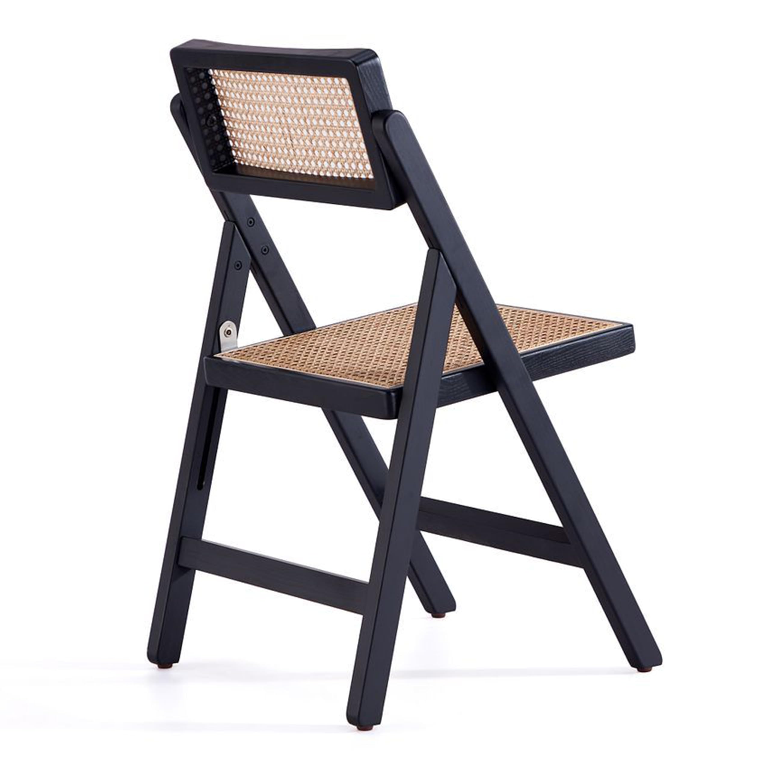 Manhattan Comfort Pullman Folding Rattan Wicker Cane Side Outdoor Dining Chair - Set of 2 in Black/Natural - Perfect for Dining Room, Patio, Restaurant, Bistro, Cafe and Pub - Ideal for Small Spaces, Outdoor Entertaining & Compact Seating Solutions