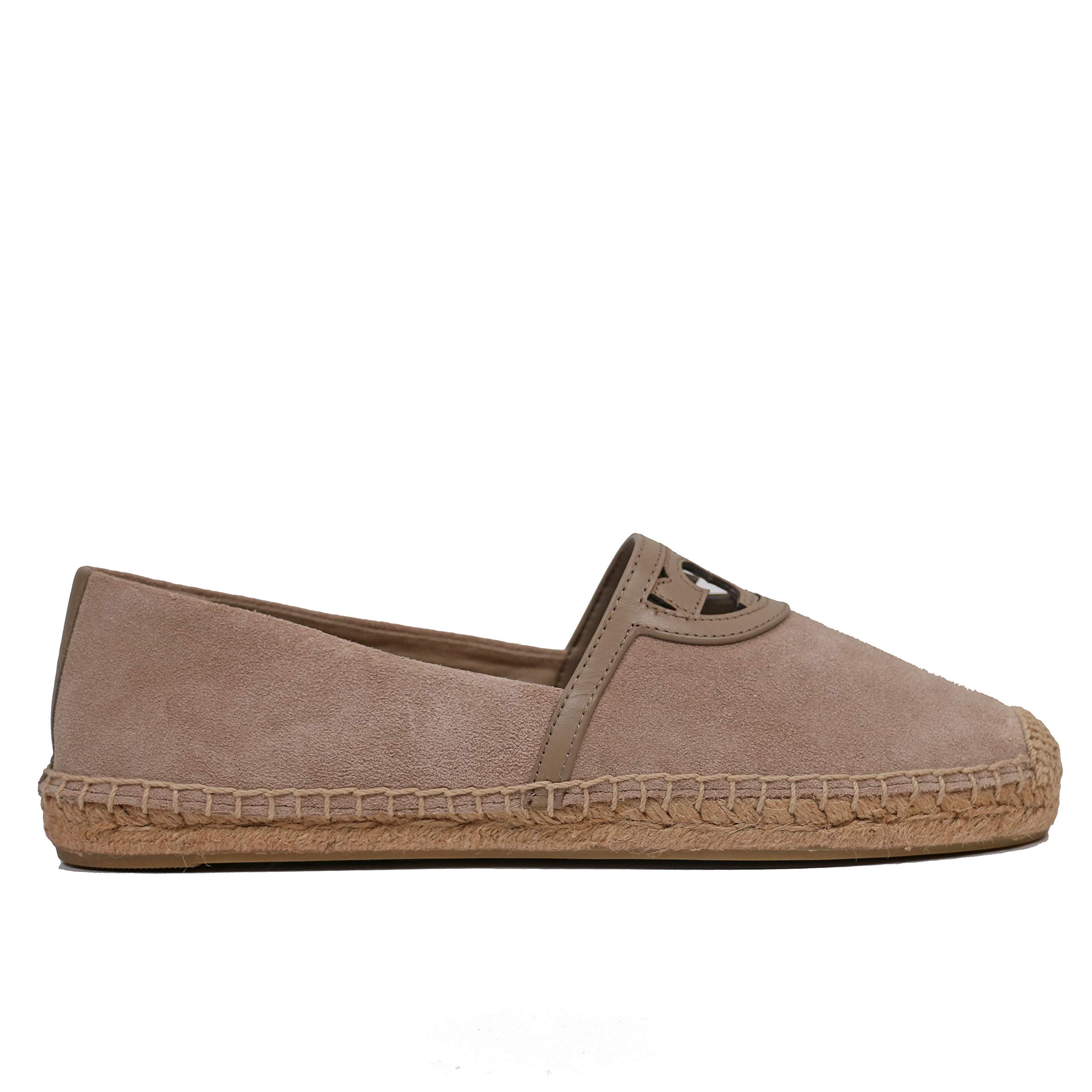 Tory Burch Sidney Espadrille Suede Flat Leather Sandals for Women - Size 8.5 in Fumo | Comfortable Summer Casual Shoes for Beach, Vacation & Everyday Wear