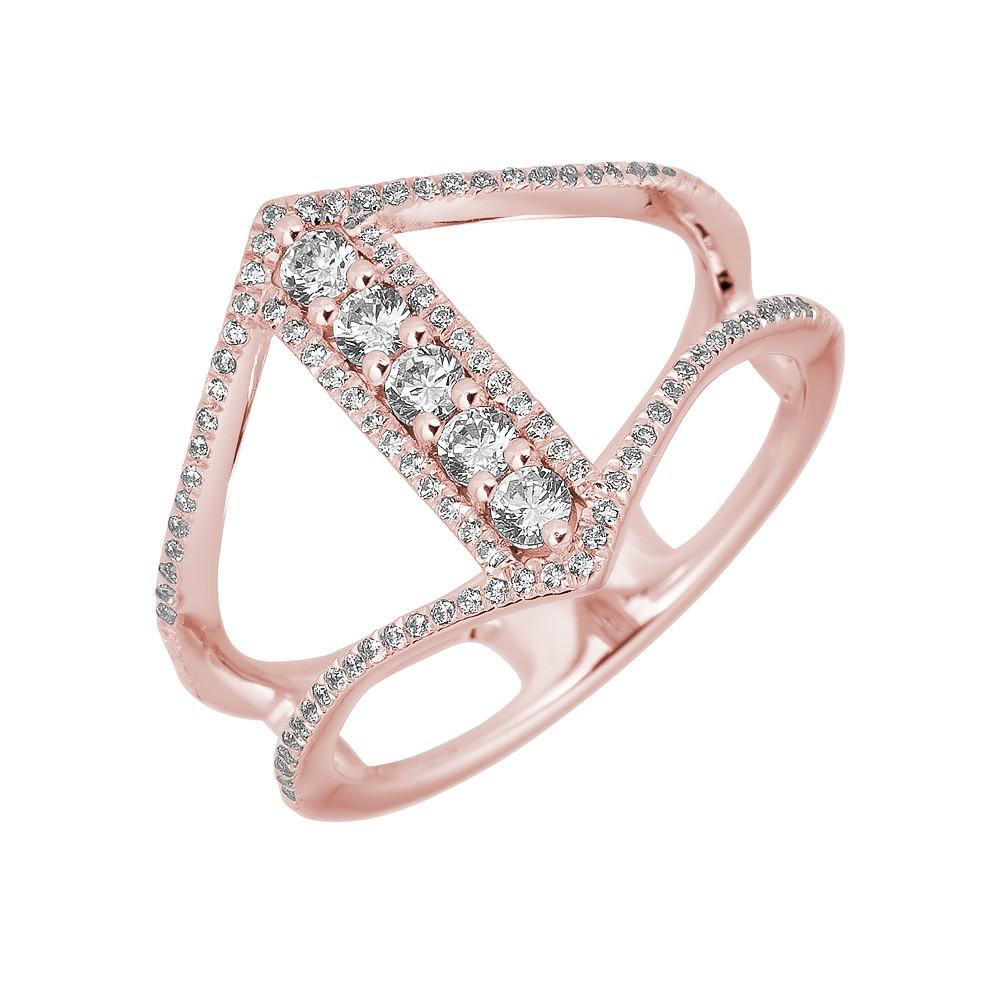 14KT Gold 0.45 CTW Diamond Flared 2 Row Bar Ring for Women - Elegant Stackable Wedding Band, Anniversary Gift, Everyday Jewelry for Special Occasions