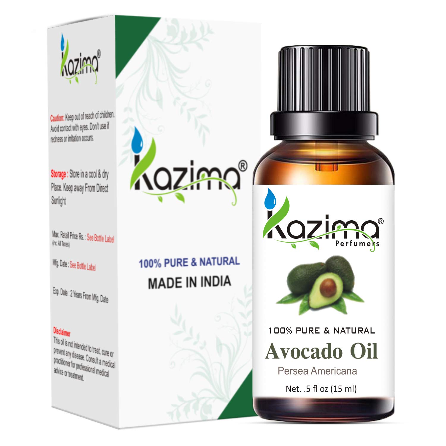 KAZIMA 100% Pure Jojoba Oil & Avocado Oil Combo - Undiluted Natural Moisturizer for Skin, Hair Care, Acne Treatment & Anti-Wrinkle (15ml Each) | Face Serum, Massage Oil & DIY Beauty Recipes