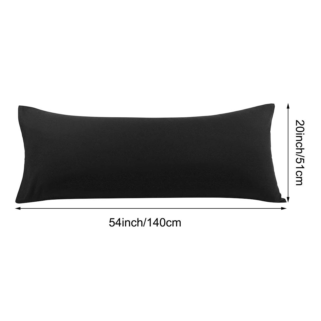PiccoCasa 20x54 Inch Body Pillow Cover with Zipper - Soft Brushed Microfiber Pillowcase (110 GSM) for Adults - Black | Perfect for Sleeping, Maternity Support & Anime Fans