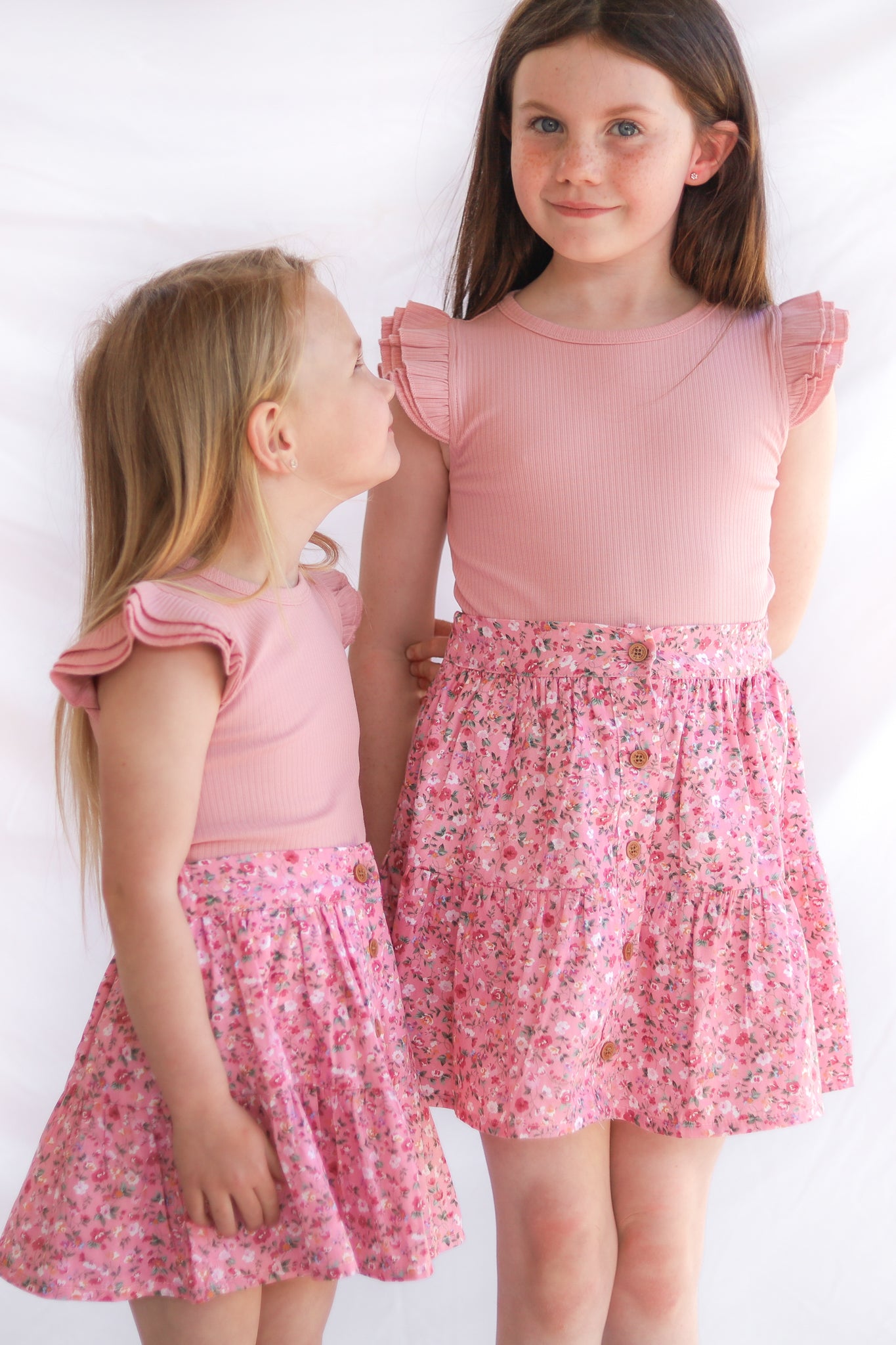 Eden Ruffle Button Skirt for Women - Stylish Floral Midi Skirt with Ruffled Hem & Front Buttons - Perfect for Spring Outfits, Date Nights & Office Wear