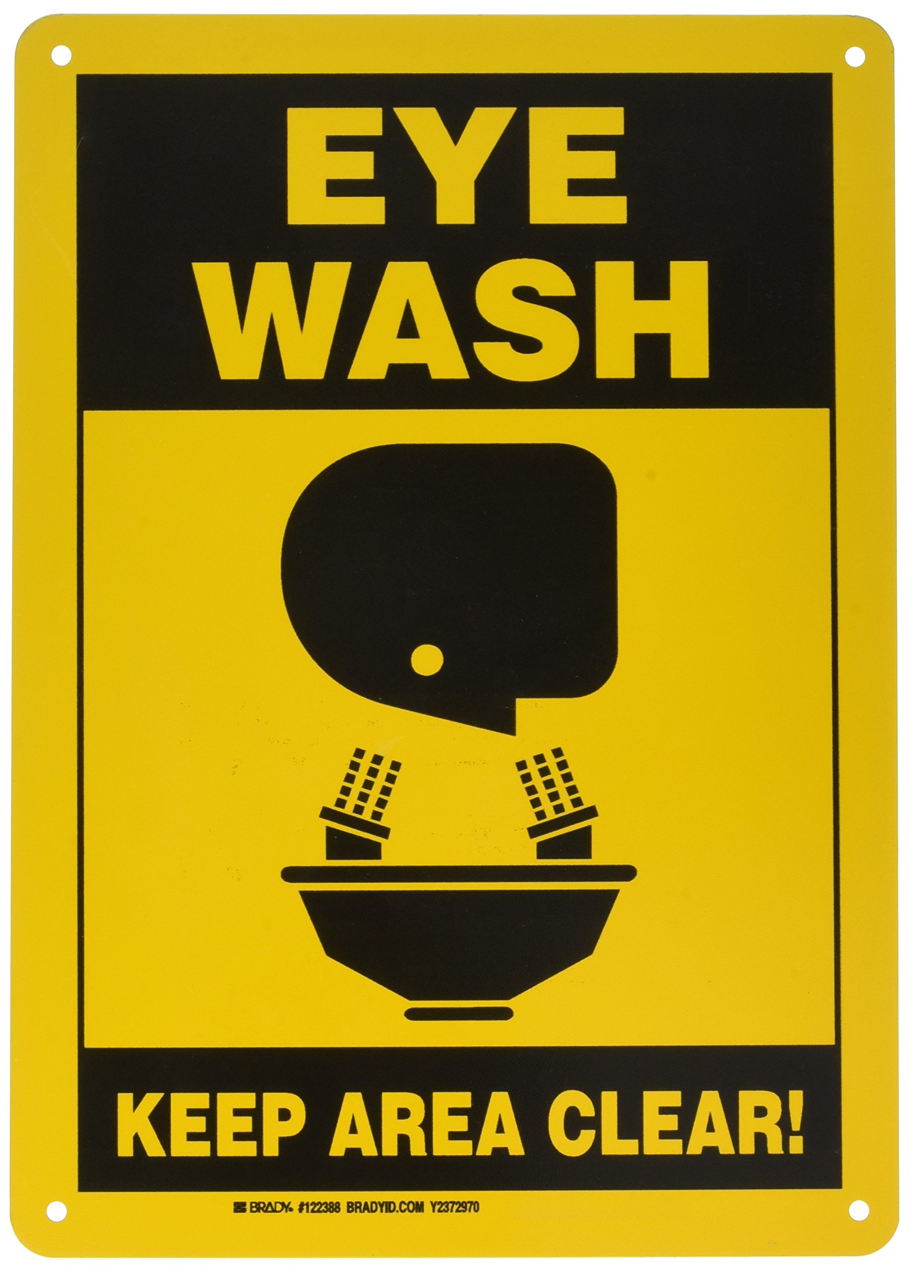 Brady 122388 Emergency Eye Wash Station Sign - ANSI Compliant Safety Label for Workplace, Laboratory & Industrial Use