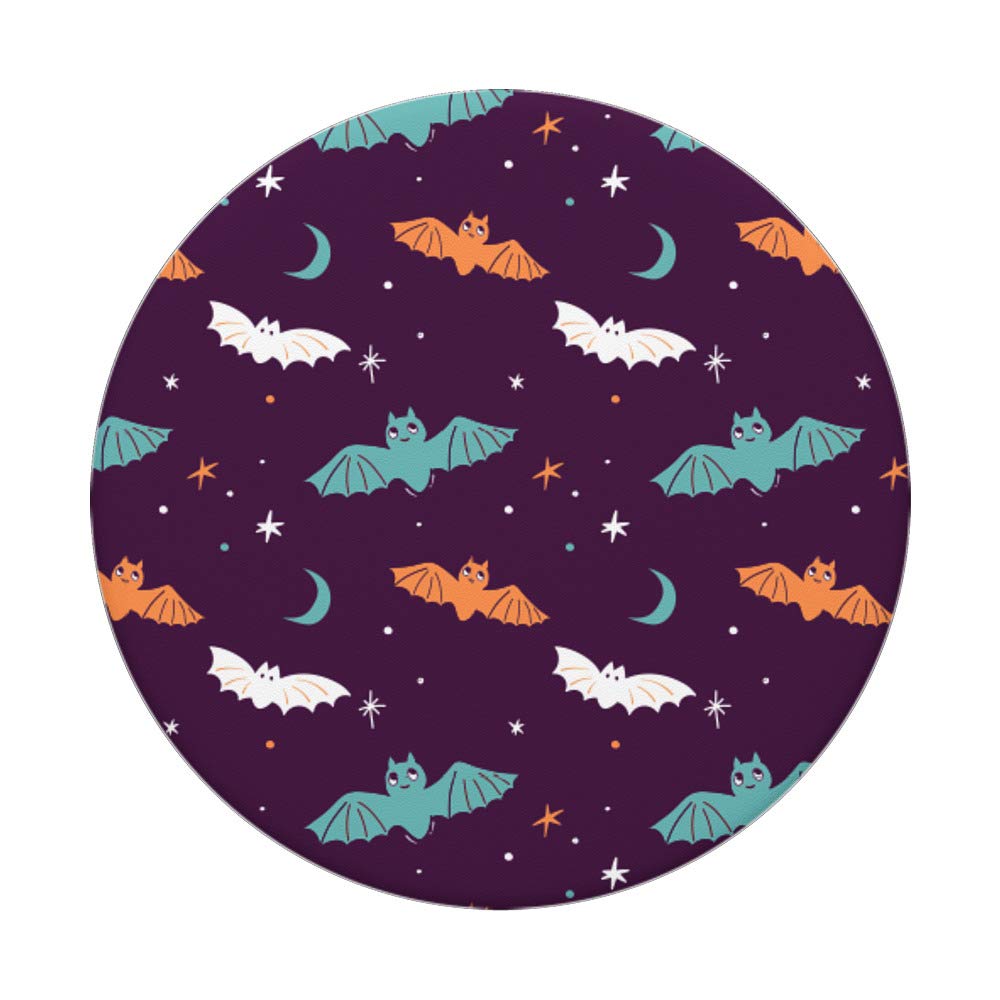 Halloween PopGrip ADT057a - Cute Orange & Teal Bats Phone Grip for iPhone & Samsung (Party & Cosplay Accessory)