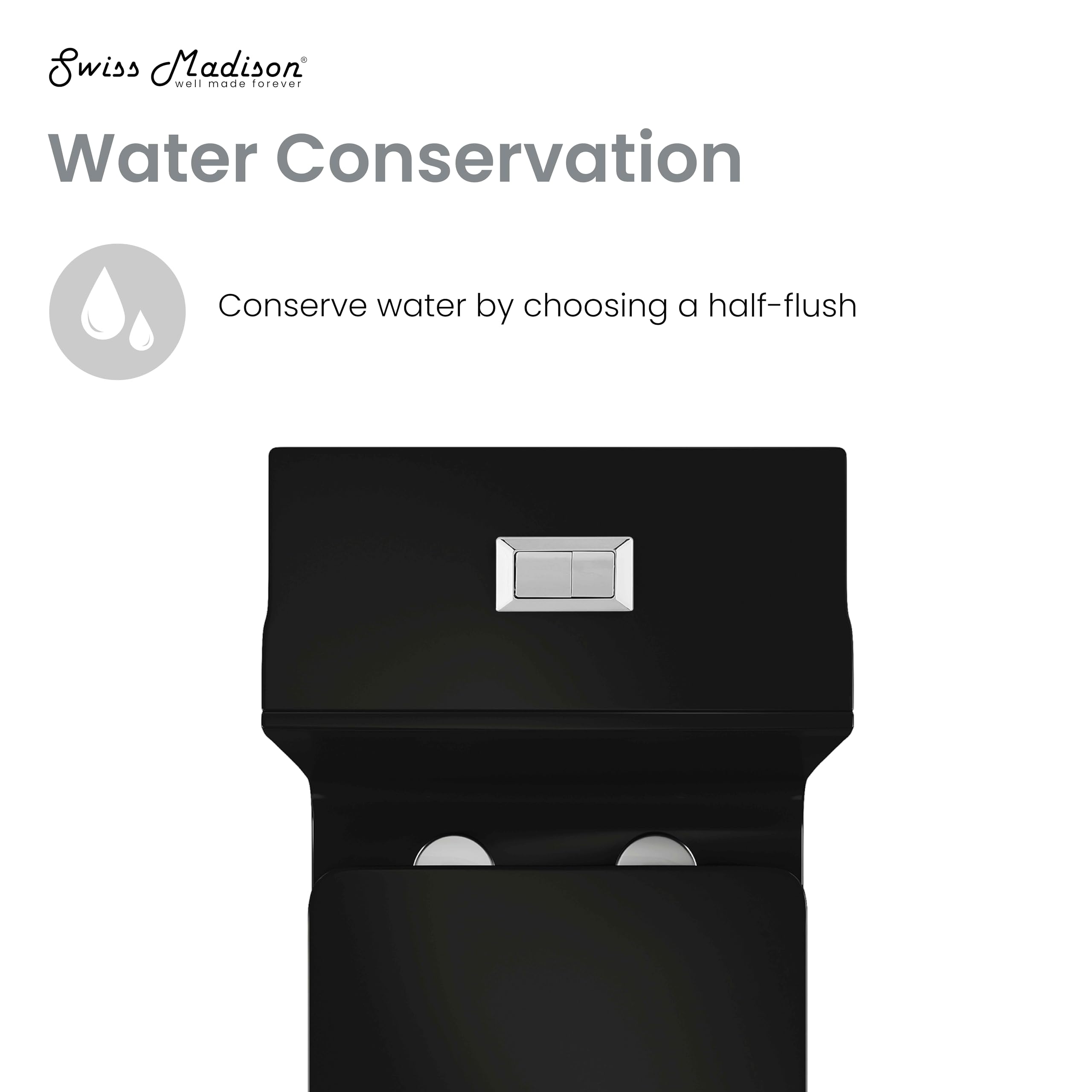 Concorde One Piece Square Toilet with Dual Flush 1.1/1.6 GPF - Glossy Black Modern Water-Saving Bathroom Fixture for Home & Commercial Use