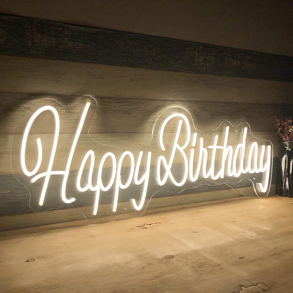 Happy Birthday LED Neon Sign - Customizable Neon Light for All Ages, Home & Hotel Party Decor - Perfect Birthday Gift (21.6x8.2 Inches) - Ideal for Indoor Celebrations, Anniversaries & Special Events
