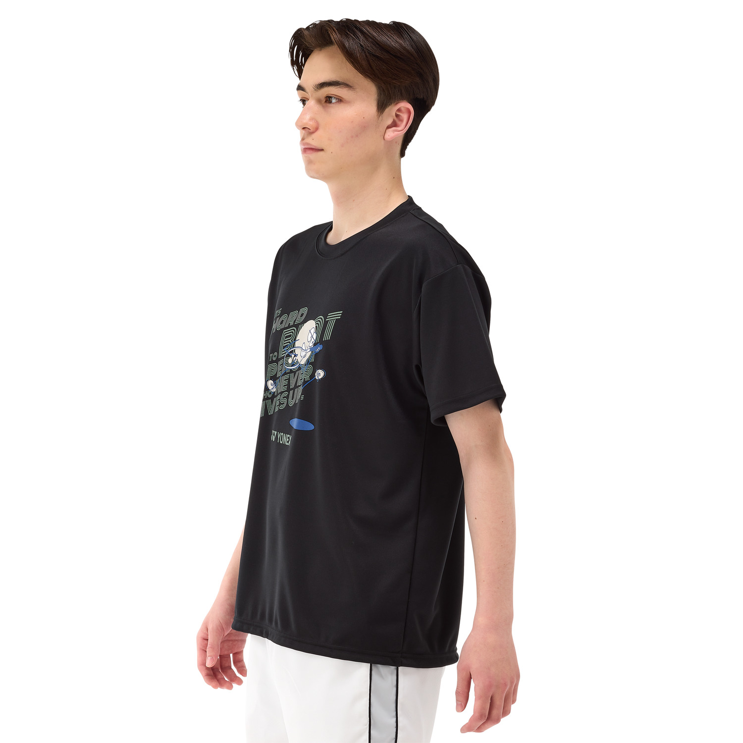Yonex Men's Badminton & Tennis Sports Shirt 16726 - Breathable Performance Athletic Top for Racquet Sports - Made in Japan - Black - Ideal for Court Matches & Training Sessions