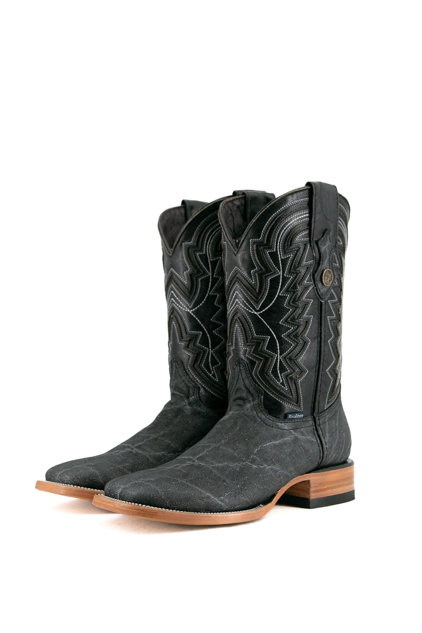 Rock'em Elephant Square Toe Cowboy Boots for Men - Western Style Leather Riding Boots with Comfortable Cushion - Perfect for Rodeo, Country Music Festivals & Outdoor Adventures