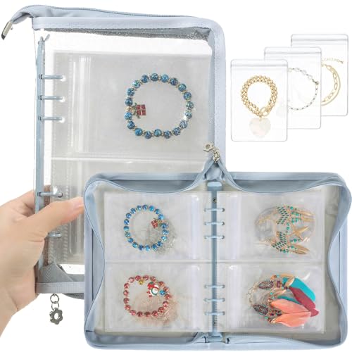 Light blue, 48-Piece Clear Bracelets Bags