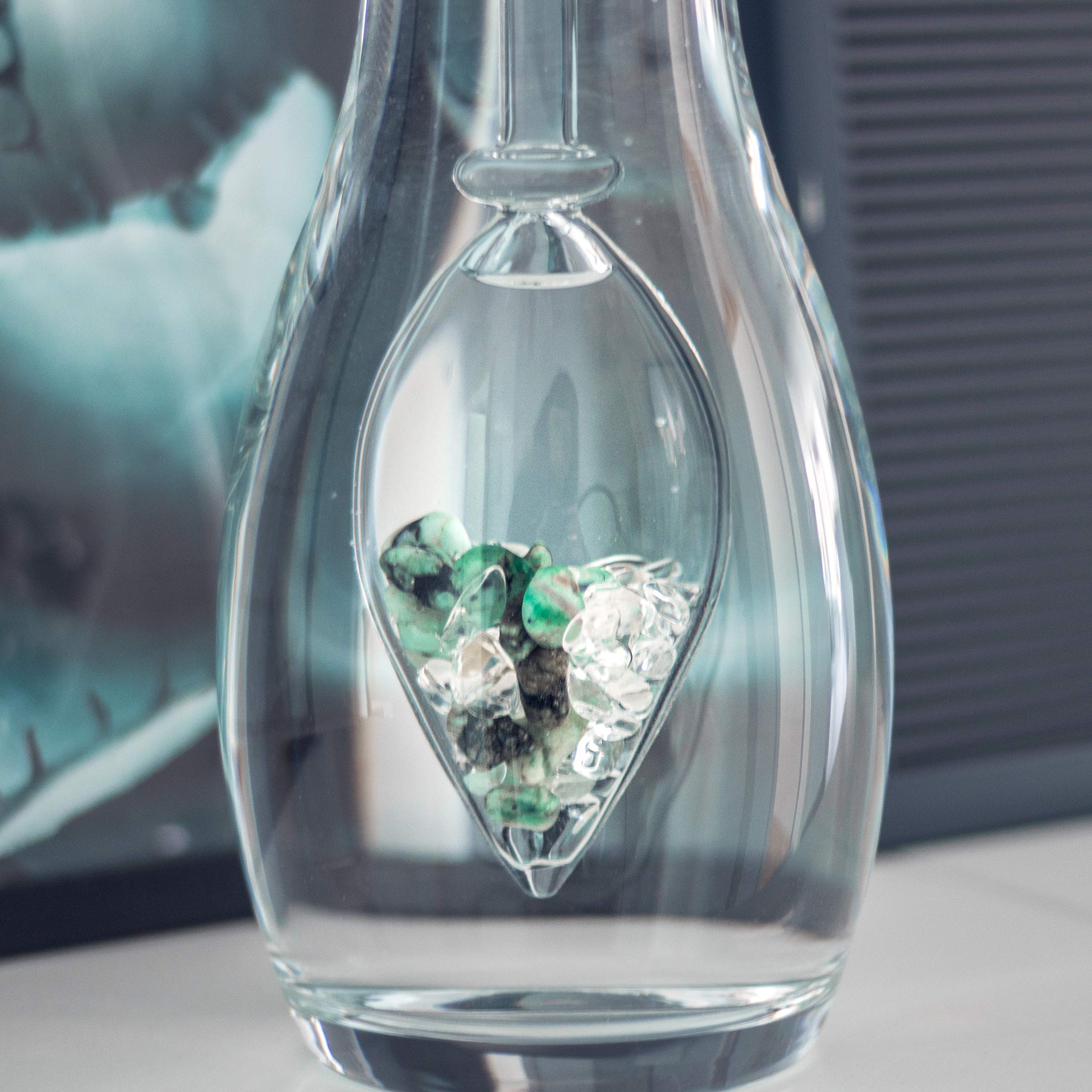 VitaJuwel Era VITALITY Crystal Water Carafe with Emerald & Clear Quartz - Natural Mineral Infusion for Enhanced Hydration | Perfect for Home, Office & Wellness Retreats