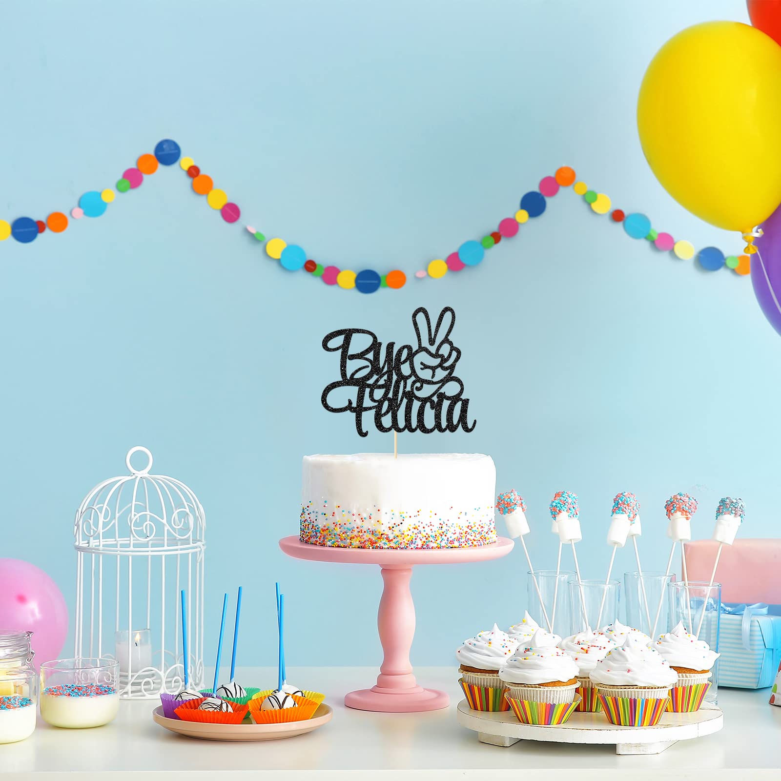 Bye Felicia Cake Topper - Funny Divorce, Farewell & Retirement Party Cake Decorations - Single AF Celebration - Black - Perfect for Bachelorette Parties & Breakup Cakes