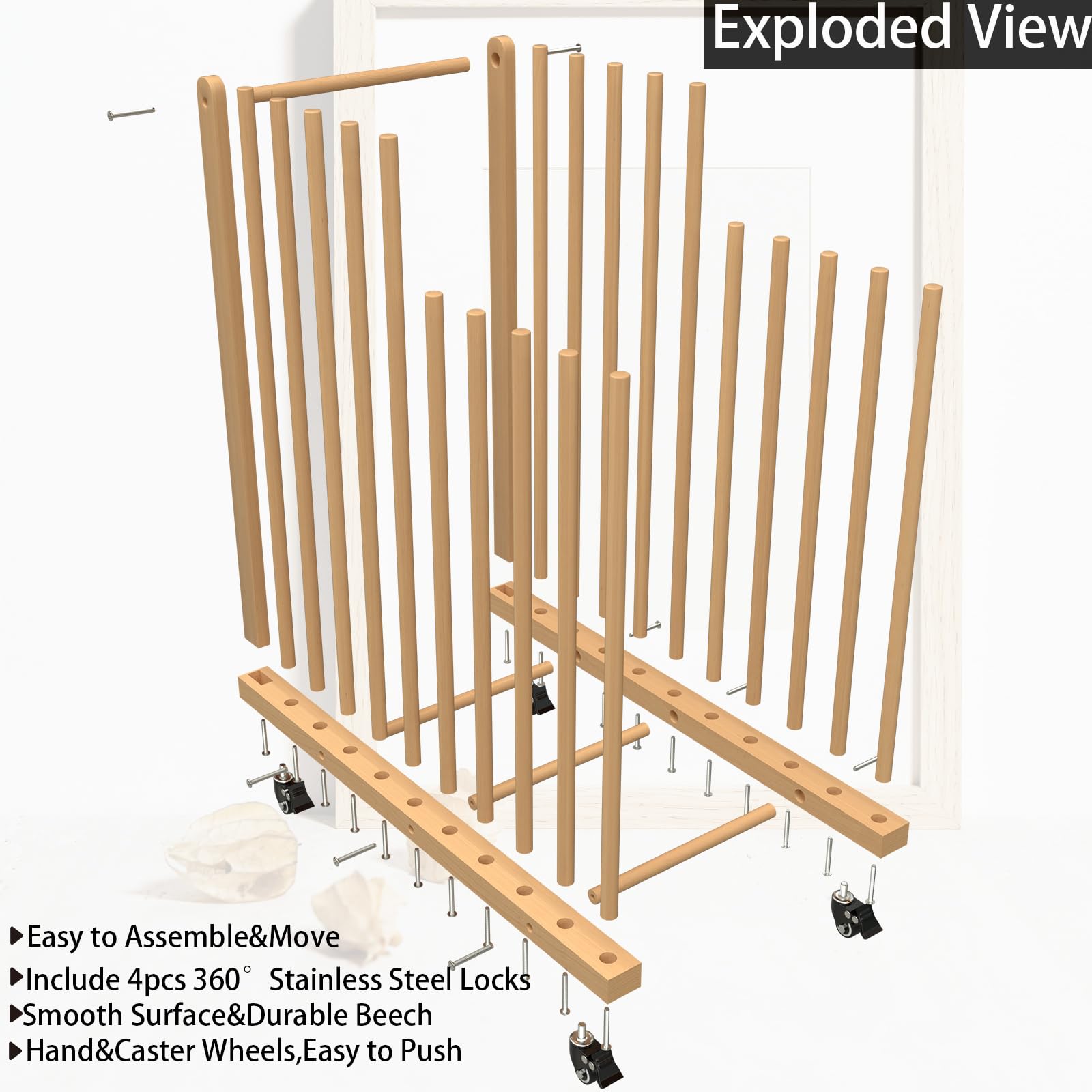 Wooden Art Storage Rack with Handles & Caster Wheels - Canvas Drying Stand for Art Studios, Drawing Boards, Printed Materials & Gallery Artwork Display - Perfect for Artists, Painters & Creative Workspaces