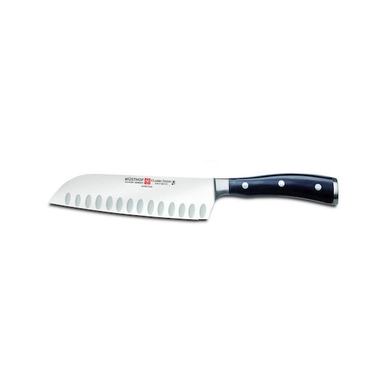 WUSTHOF Classic Ikon Santoku Knife 7 Inch Hollow Edge - Premium Japanese Style Chef Knife for Slicing, Dicing & Chopping Vegetables, Meat & Fish - Perfect for Home Kitchen & Professional Use