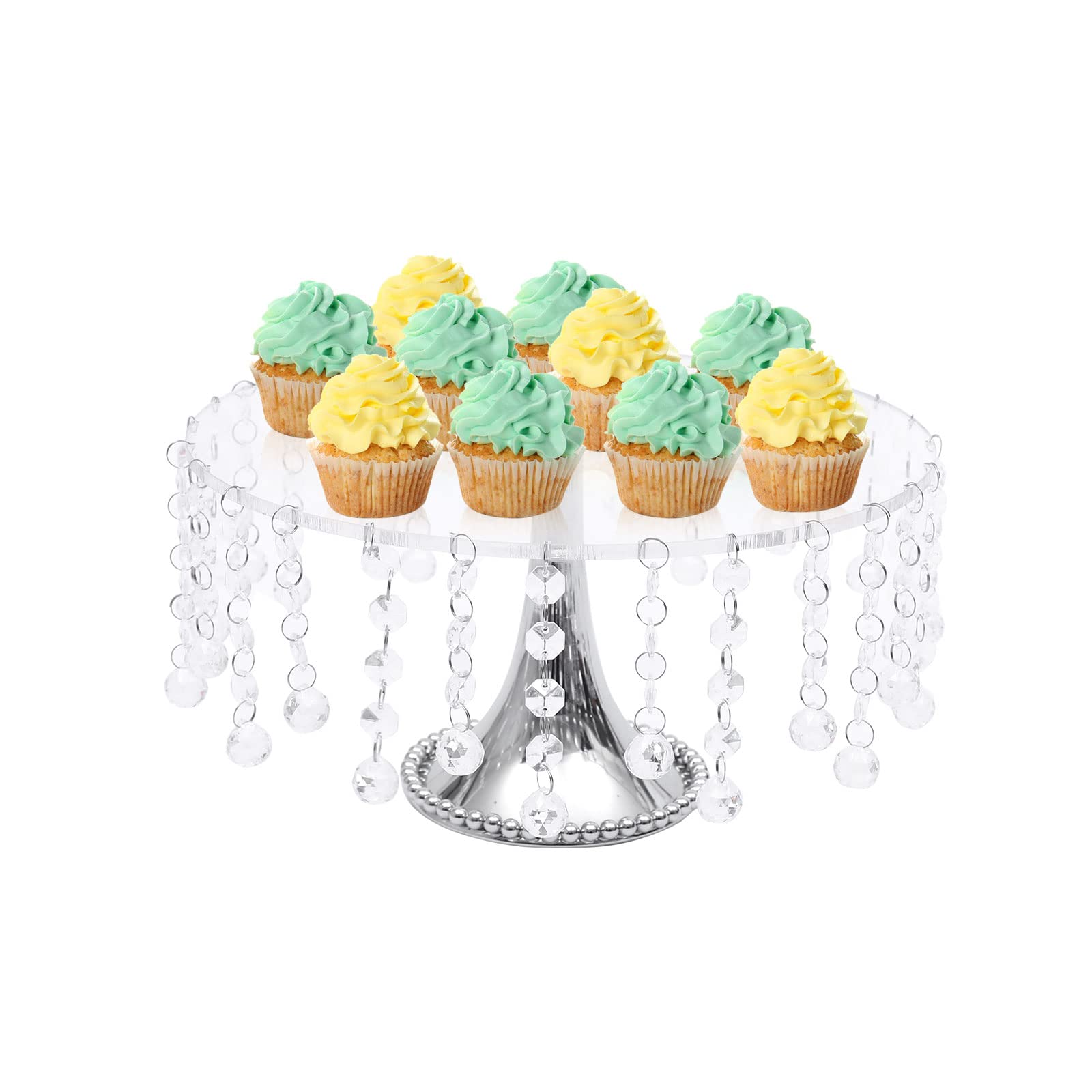 4-Tier Wedding Cake Stand Set with Hanging Crystal Pendants & Acrylic Plates - Elegant Dessert Display Tower for Birthday Party, Anniversary, Bridal Shower Decorations - Perfect for Wedding Receptions, Baby Showers, and Special Event Centerpieces