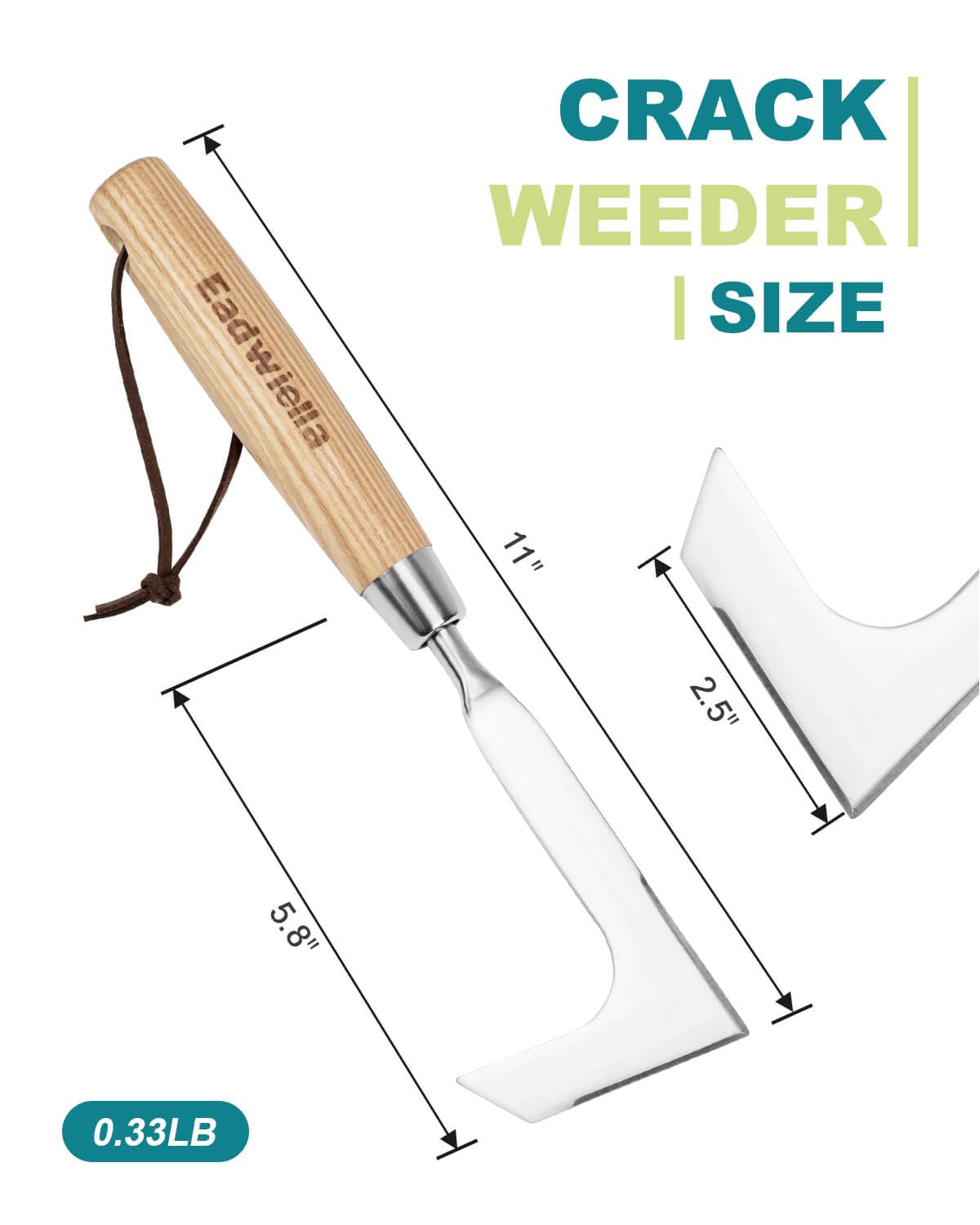 **Heavy Duty Crack Weeder Tool - Stainless Steel Weed Remover for Pavers, Sidewalks & Decks - Efficient Hand Hook for Weeding Between Bricks & Cracks - Perfect for Patio, Driveway & Garden Maintenance**