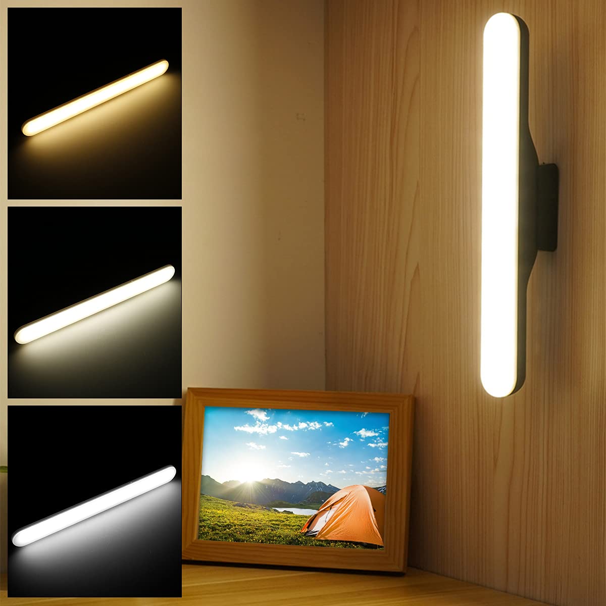 Dimmable LED Reading Light Bar - USB Rechargeable Wall Mounted Lamp with 3 Color Temperatures & 2300mAh Battery - Perfect for Bunk Beds, Study Rooms, and Nighttime Reading - Magnetic Mount Touch Control Stick Light