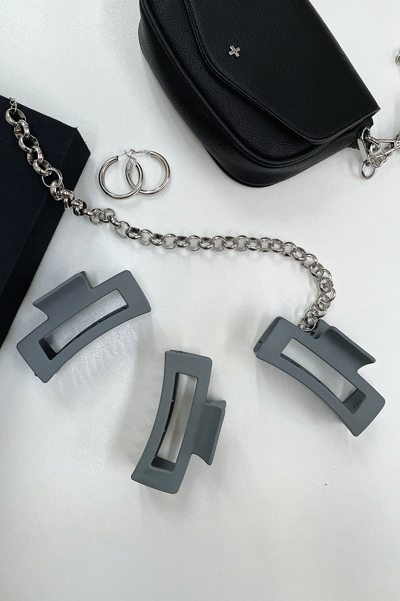 Mika Hair Claw Clip - Grey | Strong Hold Hair Clips for Women | Perfect for Ponytails, Buns & Everyday Hairstyles