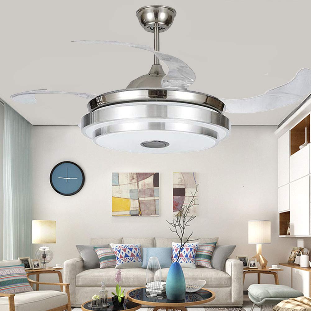 42 Inch Smart Bluetooth Ceiling Fan with LED Lights - Remote Control, Music Player & Dimmable Chandelier for Living Room, Bedroom & Restaurant | Modern Home Decor & Cooling Solution