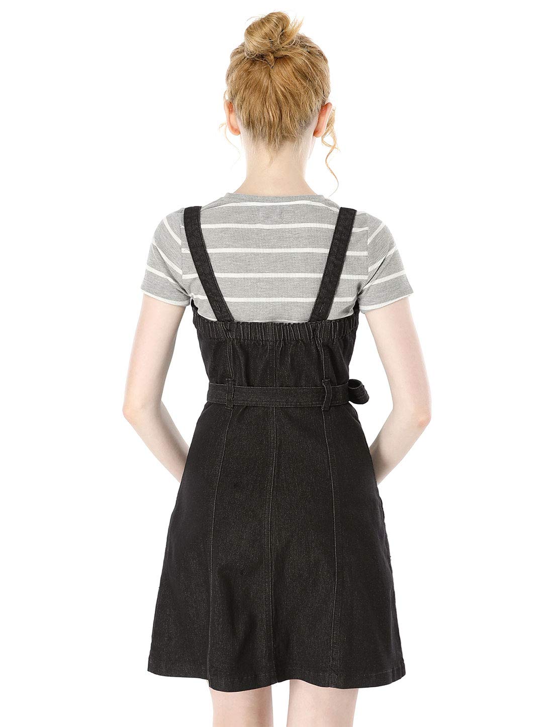 Allegra K Women's Classic Denim Pinafore Dress with Adjustable Straps - Casual Jean Overalls for Spring, Summer & Fall Outfits