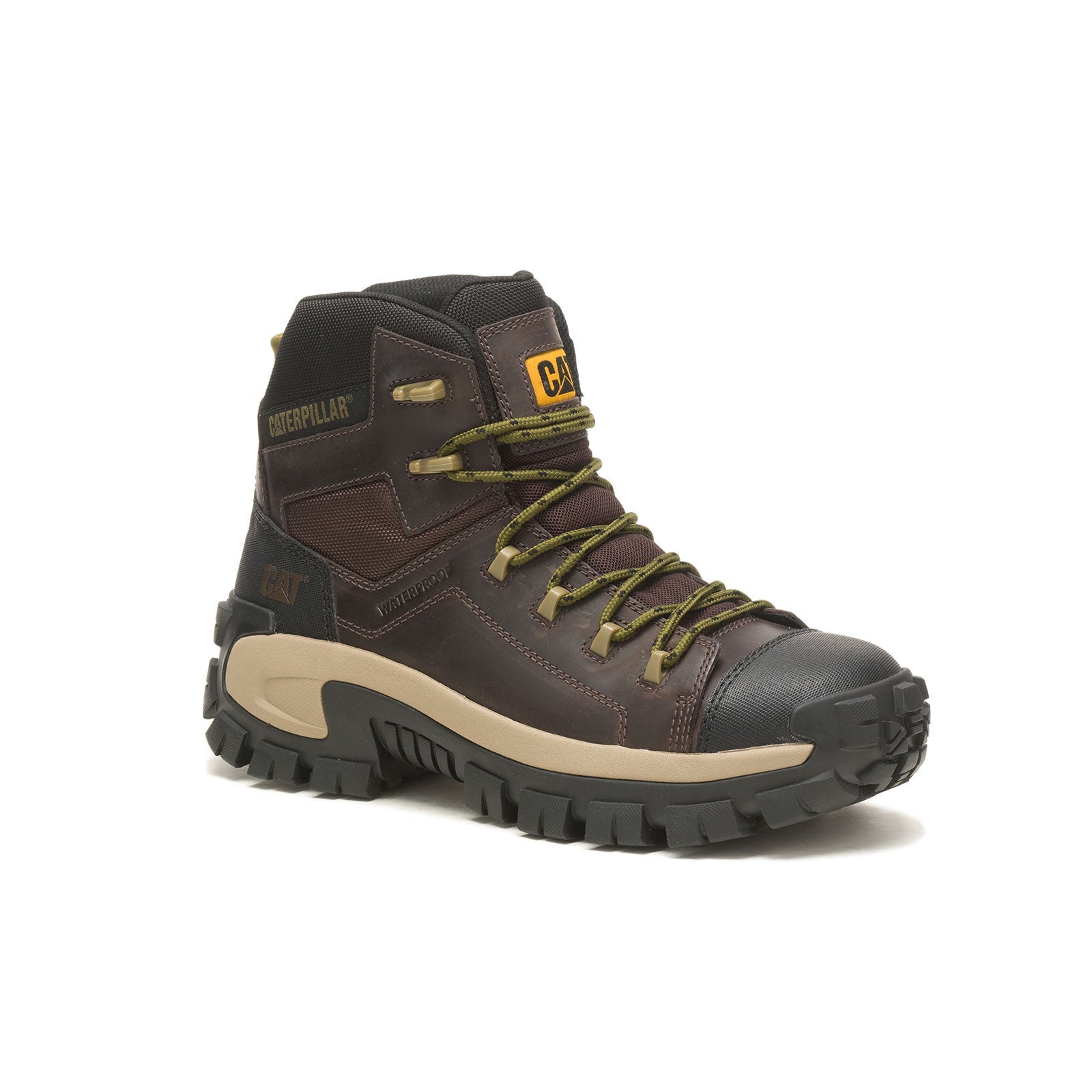 Invader Composite Toe Waterproof Hiking Work Boots for Men - Brown Safety Shoes for Construction, Outdoor & Heavy Duty Work