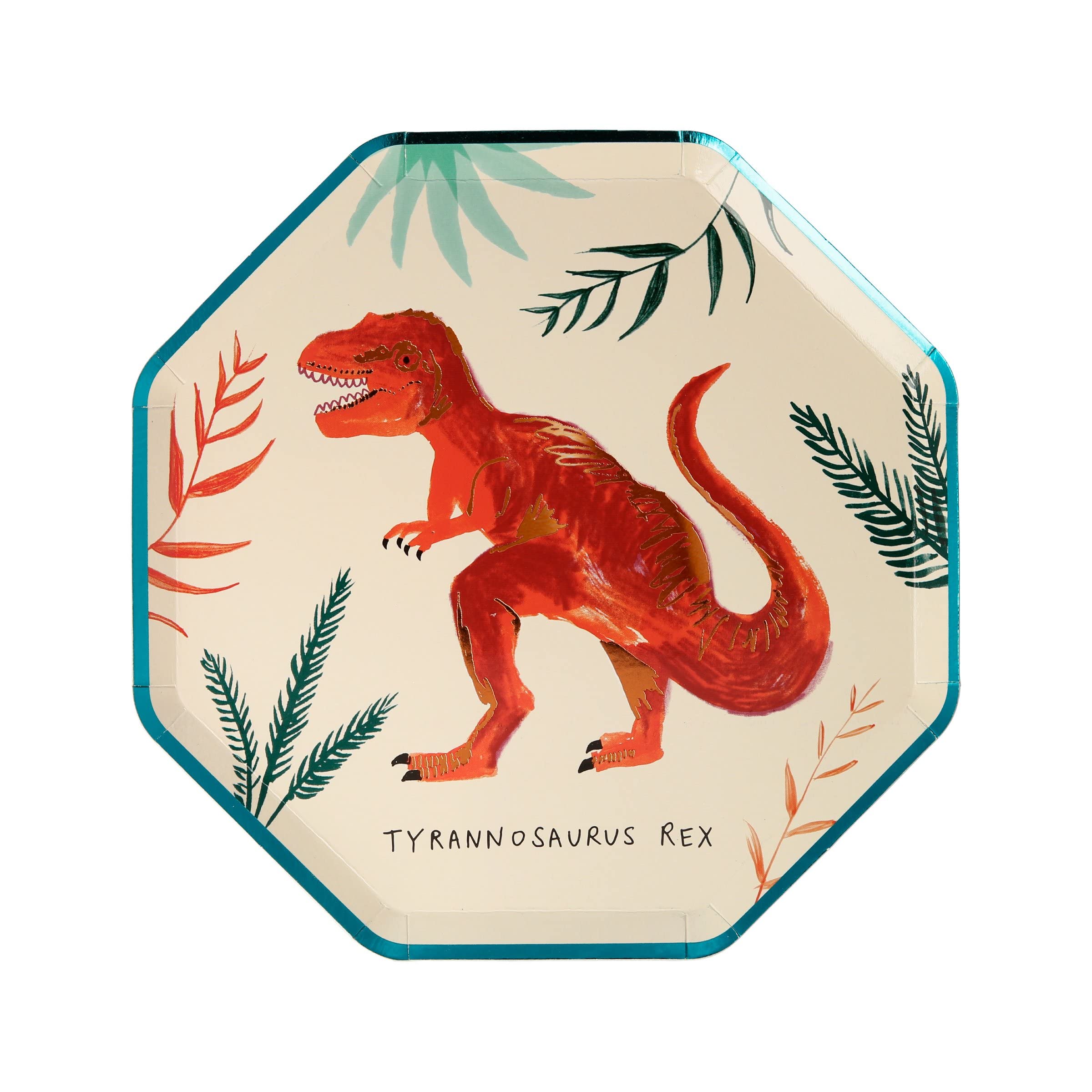 Meri Meri Dinosaur Kingdom Side Plates - 6 Pack Dinosaur Themed Kids Party Plates for Birthday Celebrations, Baby Showers & Fun Dinners - BPA Free Disposable Tableware