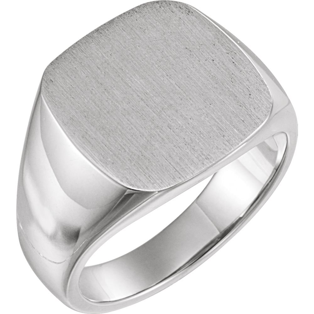 925 Sterling Silver 16mm Men's Signet Ring with Brush Top Finish - Classic Elegant Jewelry Gift for Men, Wedding Bands & Formal Occasions - Perfect for Daily Wear, Office, Date Night & Special Events