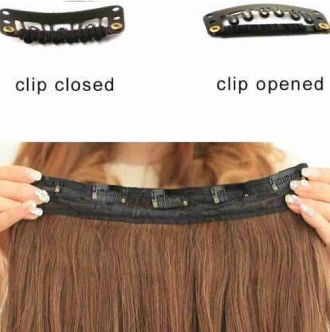 Abrish 24-Inch Wavy/Curly Synthetic Hair Extensions with 5 Clips - Brown Fluffy Braid Hairpiece for Women & Girls | Perfect for Parties, Weddings & Daily Styling