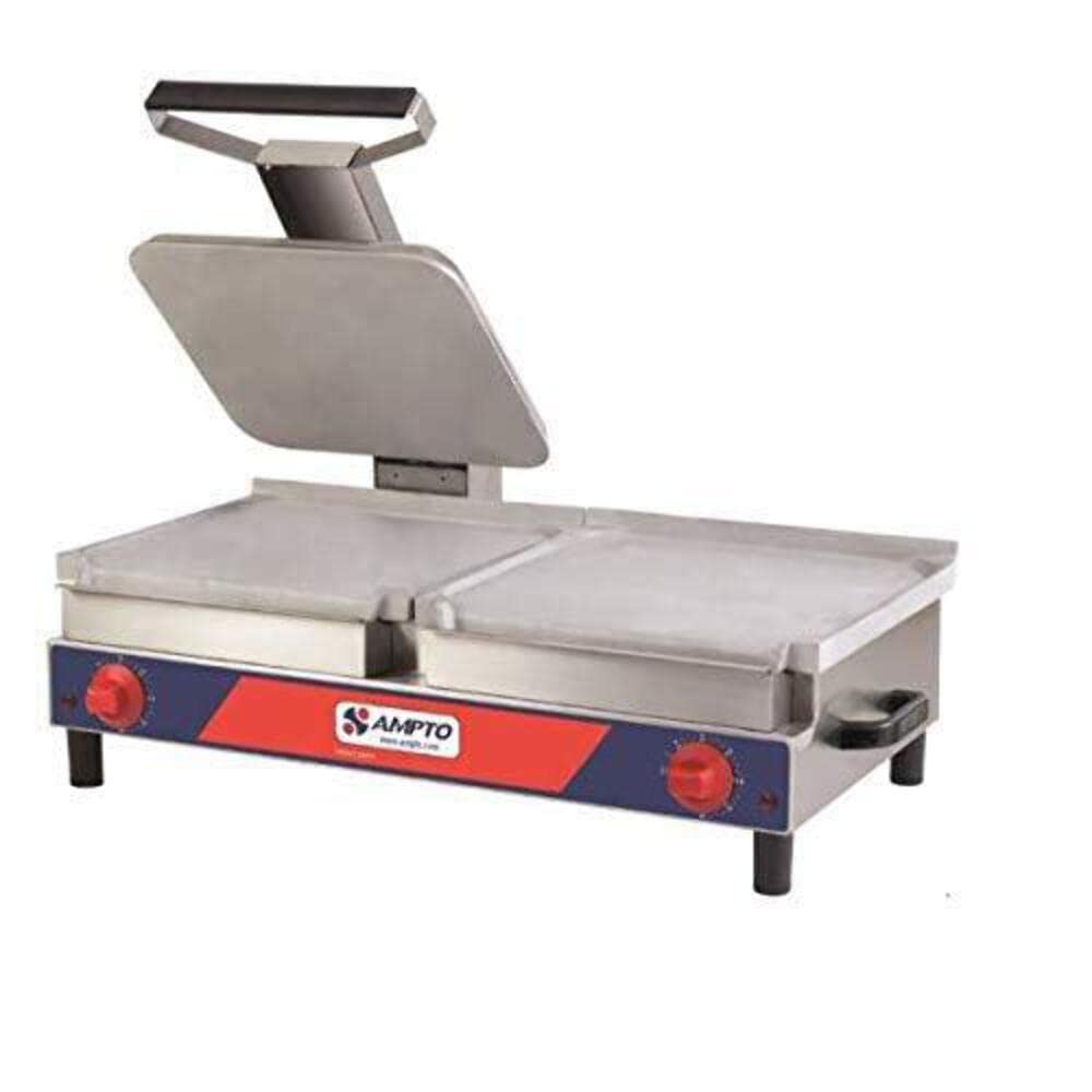 **AMPTOSACL-G Electric Griddle and Sandwich Press Combo - Perfect for Breakfast, Paninis & Grilled Cheese at Home or Restaurant**