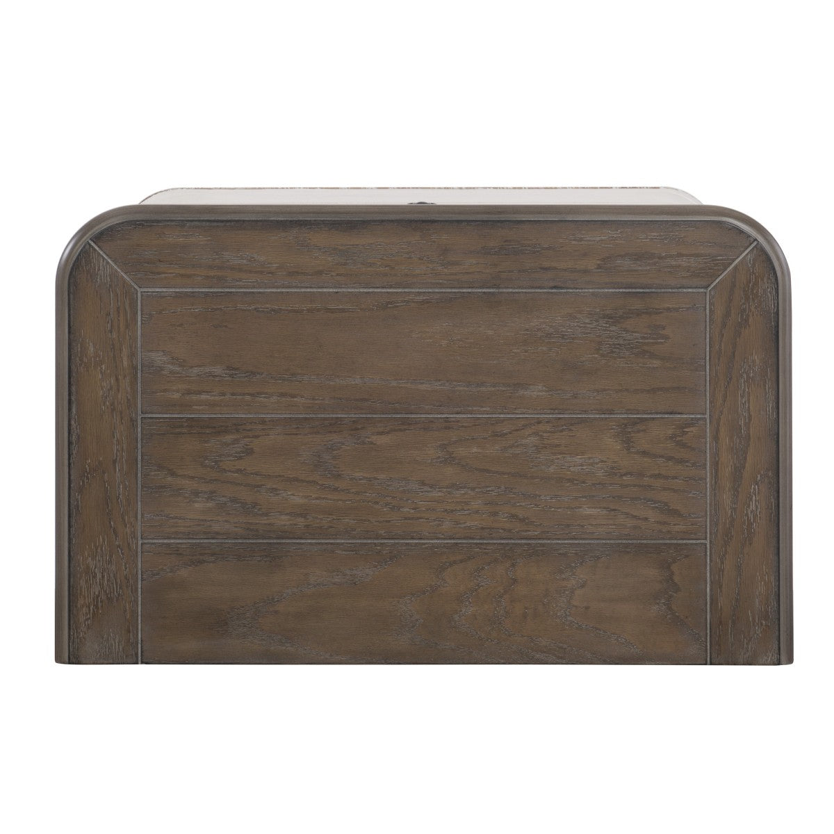 Antique White & Brown Gray Nightstand with USB Port & 2 Drawers - Solid Oak Veneer Bedside Table for Bedroom, Living Room, or Office