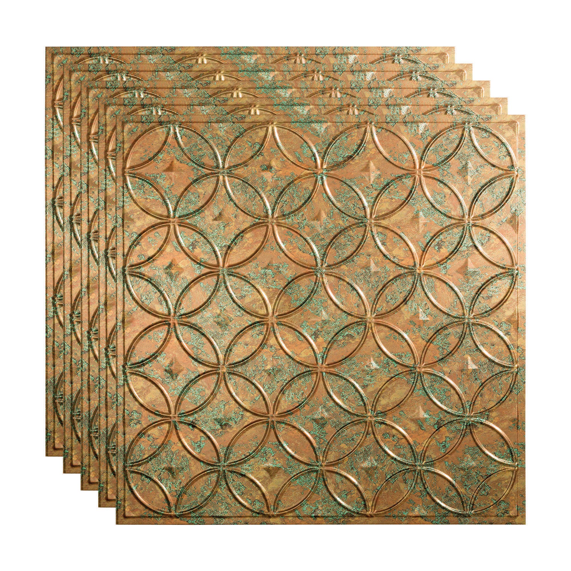 FASÄDE Copper Fantasy Decorative Vinyl Ceiling Tiles 2ft x 2ft (5 Pack) - Lay-in Acoustic Panels for Home Theater, Office & Restaurant Ceiling Design