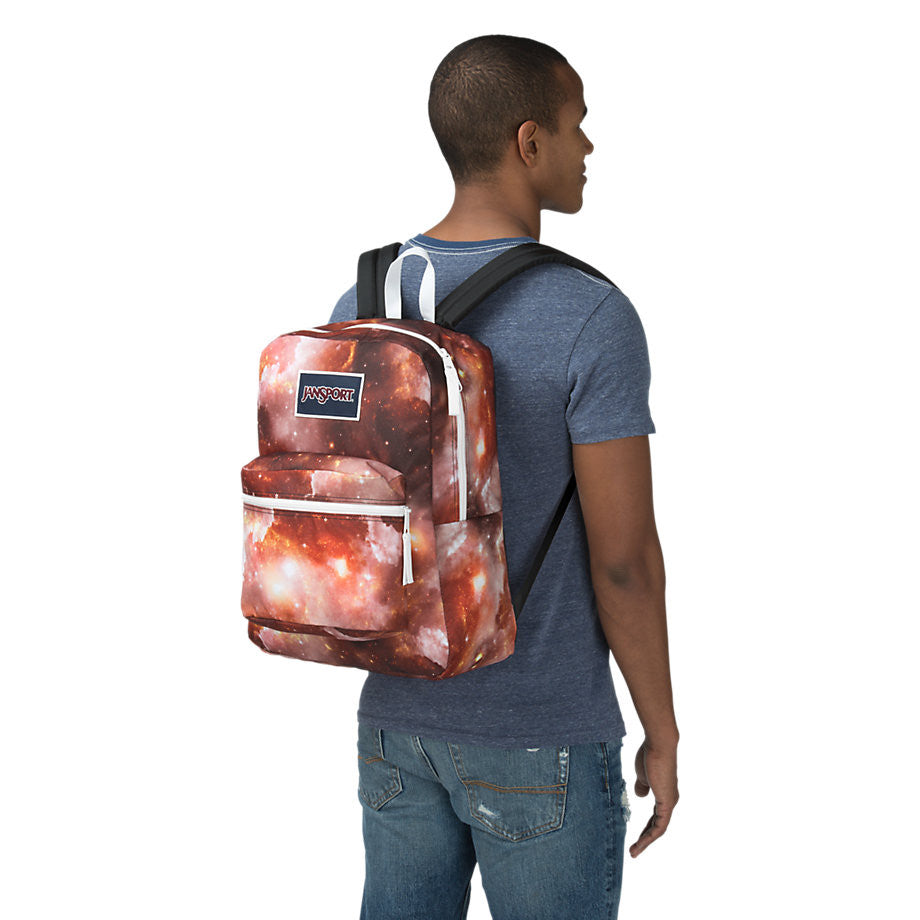 JANSPORT Overexposed Backpack - Multi Red Galaxy Print Laptop Backpack for School, College & Travel | Durable & Stylish Daypack for Students & Professionals