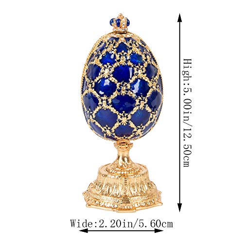 Hand Painted Blue Easter Egg Enamel Trinket Box - Unique Decorative Gift for Family & Friends | Perfect for Easter Decor, Jewelry Storage & Home Display