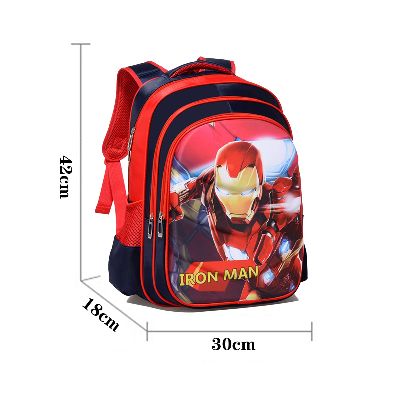 Iron Man Kids Backpack for Boys - Lightweight Superhero School Bookbag for Elementary Students (A-42x18x30cm) - Perfect for School, Travel & Comic Con Cosplay
